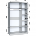 Шкаф комбинированный Ларс (1,2) с зеркалом камень серый