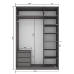 Шкаф распашной Мика 1500 с ящ.внутри  (Графит) 1500х2200х480