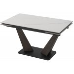 Стол ВИРДЖИНИЯ 140 MATTE БЕЛЫЙ МРАМОР, керамика / ЛЕСНОЙ ОРЕХ, ЧЕРНЫЙ, М-City