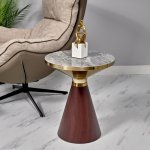 Кофейный столик Vision диам.40см x 54см, металл под дерево, керамика