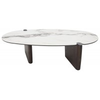 Стол кофейный ARN FENDI WHITE керамика на стекле/массив/ МДФ, облицованный дубовым шпоном ®DISAUR