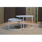 Набор кофейных столиков Tango белый мрамор с белыми ножками