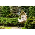 "Венеция" подвесное кресло-кокон из искусственного ротанга, цвет соломенный с бежевой подушкой