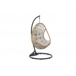 "Венеция" подвесное кресло-кокон из искусственного ротанга, цвет соломенный с бежевой подушкой