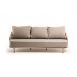 "Верона" диван 3-местный плетеный из роупа, каркас алюминий белый муар, роуп бежевый круглый, ткань бежевая 15052