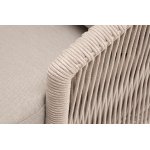 "Верона" диван 3-местный плетеный из роупа, каркас алюминий белый муар, роуп бежевый круглый, ткань бежевая 15052