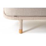 "Верона" диван 3-местный плетеный из роупа, каркас алюминий белый муар, роуп бежевый круглый, ткань бежевая 15052