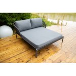 "Позитано" лежак плетеный из роупа, каркас алюминий темно-серый (RAL7024) муар, роуп темно-серый круглый, ткань темно-серая 027