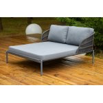 "Позитано" лежак плетеный из роупа, каркас алюминий темно-серый (RAL7024) муар, роуп темно-серый круглый, ткань темно-серая 027