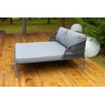 "Позитано" лежак плетеный из роупа, каркас алюминий темно-серый (RAL7024) муар, роуп темно-серый круглый, ткань темно-серая 027