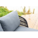 "Позитано" лежак плетеный из роупа, каркас алюминий темно-серый (RAL7024) муар, роуп темно-серый круглый, ткань темно-серая 027