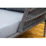 "Позитано" лежак плетеный из роупа, каркас алюминий темно-серый (RAL7024) муар, роуп темно-серый круглый, ткань темно-серая 027