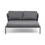 "Позитано" лежак плетеный из роупа, каркас алюминий темно-серый (RAL7024) муар, роуп темно-серый круглый, ткань темно-серая 027