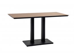 "Каффе" обеденный стол из HPL 140х70см, цвет "дуб", подстолье двойное черное "Каффе" обеденный стол из HPL 140х70см, цвет "дуб", подстолье двойное черное