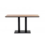 "Каффе" обеденный стол из HPL 140х70см, цвет "дуб", подстолье двойное черное
