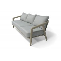 "Брюссель" диван трехместный из искусственного ротанга, цвет серый, каркас под дерево (холодно-бежевый)