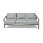 "Брюссель" диван трехместный из искусственного ротанга, цвет серый, каркас под дерево (холодно-бежевый)