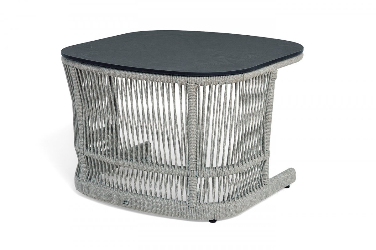 "Лугано" журнальный стол 76х76 H55 см из HPL, цвет "серый гранит", роуп серый меланж