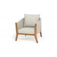 "Сидней" кресло плетеное из роупа, основание тик, каркас алюминий бежевый, роуп бежевый, ткань бежевая