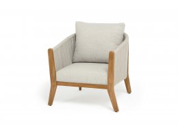 "Сидней" кресло плетеное из роупа, основание тик, каркас алюминий бежевый, роуп бежевый, ткань бежевая "Сидней" кресло плетеное из роупа, основание тик, каркас алюминий бежевый, роуп бежевый, ткань бежевая