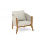 "Сидней" кресло плетеное из роупа, основание тик, каркас алюминий бежевый, роуп бежевый, ткань бежевая