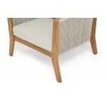 "Сидней" кресло плетеное из роупа, основание тик, каркас алюминий бежевый, роуп бежевый, ткань бежевая