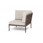 "Канны" угловой модуль плетеный из роупа, каркас алюминий коричневый (RAL8016) муар, роуп коричневый круглый, ткань бежевая 15052