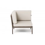 "Канны" угловой модуль плетеный из роупа, каркас алюминий коричневый (RAL8016) муар, роуп коричневый круглый, ткань бежевая 15052