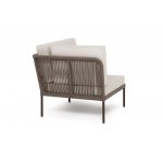 "Канны" угловой модуль плетеный из роупа, каркас алюминий коричневый (RAL8016) муар, роуп коричневый круглый, ткань бежевая 15052