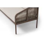 "Канны" диван 3-местный плетеный из роупа, каркас алюминий коричневый (RAL8016) муар, роуп коричневый круглый, ткань бежевая 15052