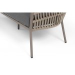 "Комо" диван 2-местный плетеный из роупа, каркас алюминий бежево-серый (RAL7006) муар, роуп серо-коричневый 23мм, ткань темно-серая 027