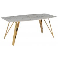 Стол обеденный Соар-2 F-1690,160х90х76 см, серо-золотая керамика/золото