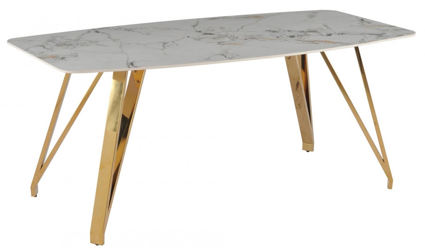 Стол обеденный Соар-2 F-1690,160х90х76 см, серо-золотая керамика/золото