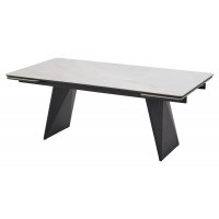 Стол ШЕРЛ  200 CRYSTAL ONIX BIANCO, керамика / Черный каркас М-City