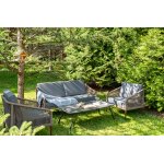 "Канны" лаунж-зона 4-местная из роупа со столом "Верона" (серый гранит), каркас алюминиевый коричневый, роуп коричневый