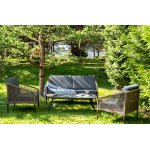 "Канны" лаунж-зона 4-местная из роупа со столом "Верона" (серый гранит), каркас алюминиевый коричневый, роуп коричневый