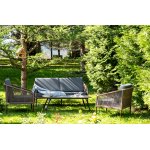 "Канны" лаунж-зона 4-местная из роупа со столом "Верона" (серый гранит), каркас алюминиевый коричневый, роуп коричневый