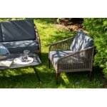 "Канны" лаунж-зона 4-местная из роупа со столом "Верона" (серый гранит), каркас алюминиевый коричневый, роуп коричневый