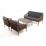 "Канны" лаунж-зона 4-местная из роупа со столом "Верона" (серый гранит), каркас алюминиевый коричневый, роуп коричневый