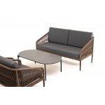 "Канны" лаунж-зона 4-местная из роупа со столом "Верона" (серый гранит), каркас алюминиевый коричневый, роуп коричневый