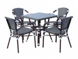 "Кабри" обеденная группа плетеная на 4 персоны, цвет черно-белый "Кабри" обеденная группа плетеная на 4 персоны, цвет черно-белый