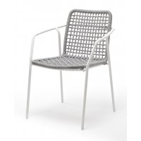 Тунис стул плетенный из роупа, каркас алюминий белый, роуп светло-серый