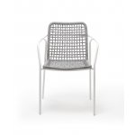 Тунис стул плетенный из роупа, каркас алюминий белый, роуп светло-серый