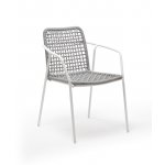 Тунис стул плетенный из роупа, каркас алюминий белый, роуп светло-серый