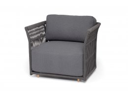 "Лугано" кресло плетеное из роупа, каркас алюминий темно-серый (RAL7024) муар, роуп темно-серый круглый, ткань темно-серая YB25-0027 "Лугано" кресло плетеное из роупа, каркас алюминий темно-серый (RAL7024) муар, роуп темно-серый круглый, ткань темно-серая YB25-0027