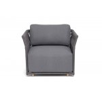 "Лугано" кресло плетеное из роупа, каркас алюминий темно-серый (RAL7024) муар, роуп темно-серый круглый, ткань темно-серая YB25-0027