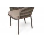 "Бордо" стул плетеный из роупа (колос), каркас алюминий серый (RAL7022) муар, роуп серый 15мм, ткань темно-серая 027