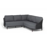 "Верона" диван модульный плетеный из роупа, каркас алюминий темно-серый (RAL7024) муар, роуп темно-серый круглый, ткань темно-серая 027 "Верона" диван модульный плетеный из роупа, каркас алюминий темно-серый (RAL7024) муар, роуп темно-серый круглый, ткань темно-серая 027