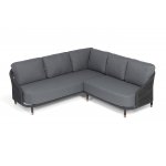 "Верона" диван модульный плетеный из роупа, каркас алюминий темно-серый (RAL7024) муар, роуп темно-серый круглый, ткань темно-серая 027 "Верона" диван модульный плетеный из роупа, каркас алюминий темно-серый (RAL7024) муар, роуп темно-серый круглый, ткань темно-серая 027