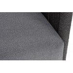 "Джелло" кресло плетеное из роупа, каркас алюминий темно-серый (RAL7024) муар, роуп темно-серый круглый, ткань темно-серая 027